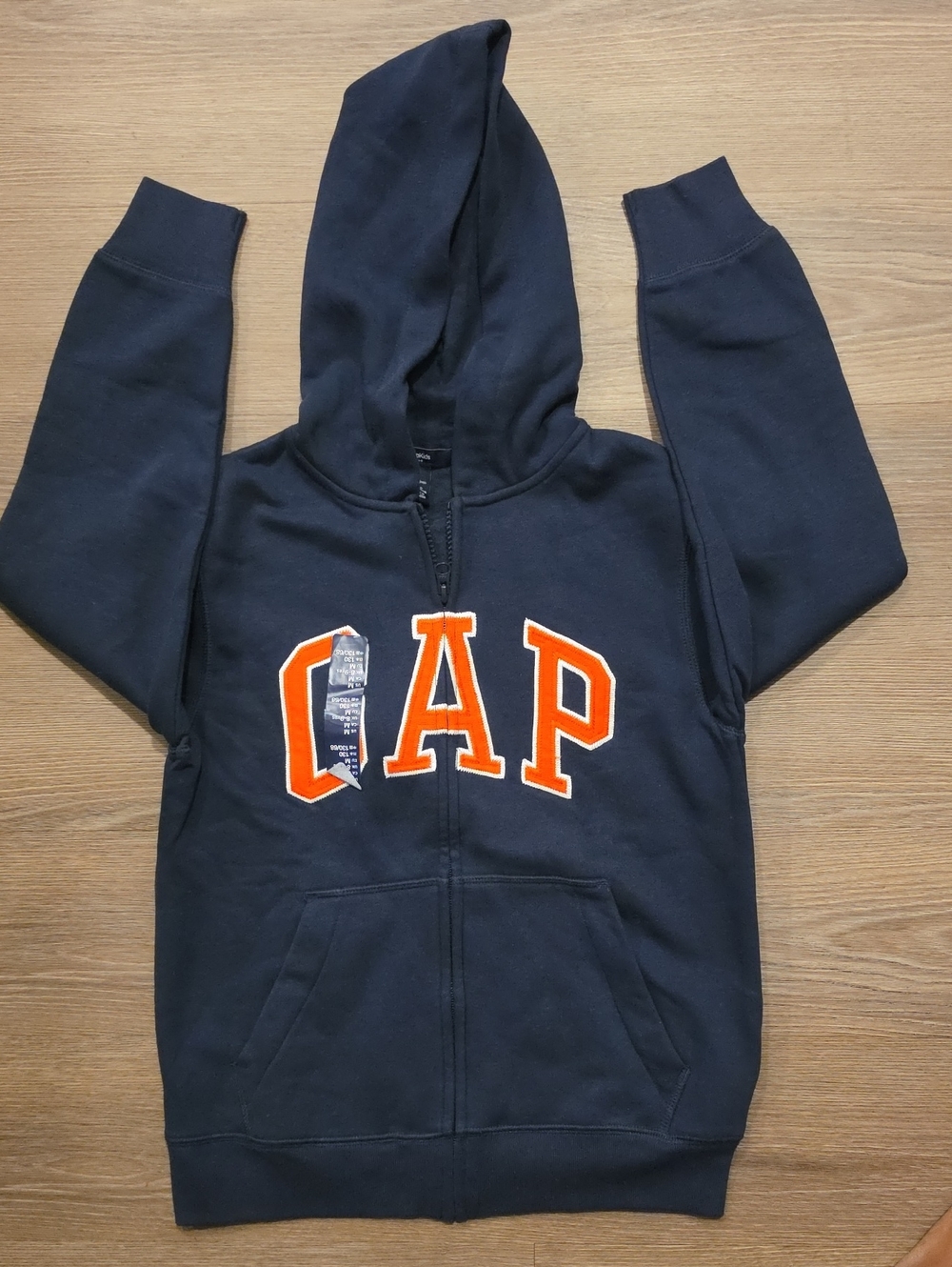 GAP Navy Hoodie with Orange Lettering